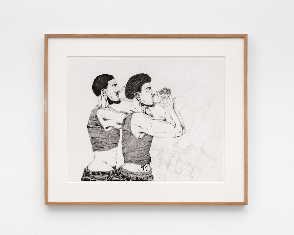 <i>Fingers</i>, 2024. Pen and ink and pencil on smooth bristol, 26 1/2 x 31 1/2 in (67.3 x 80 cm)